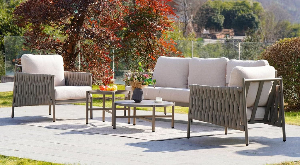 Modern 5-Piece Outdoor Sofa Set with Waterproof Cushions