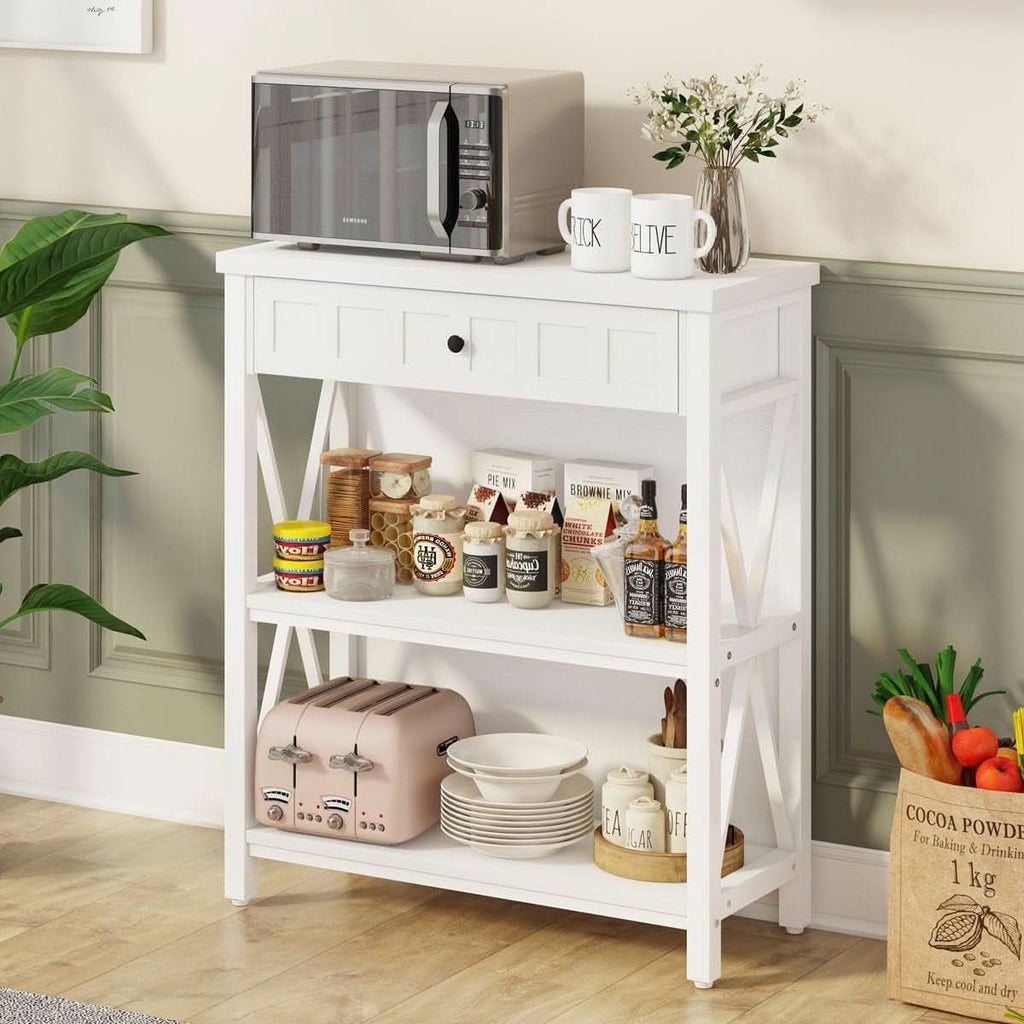 Bookcase With Drawer In White Oak Finish For Living Room