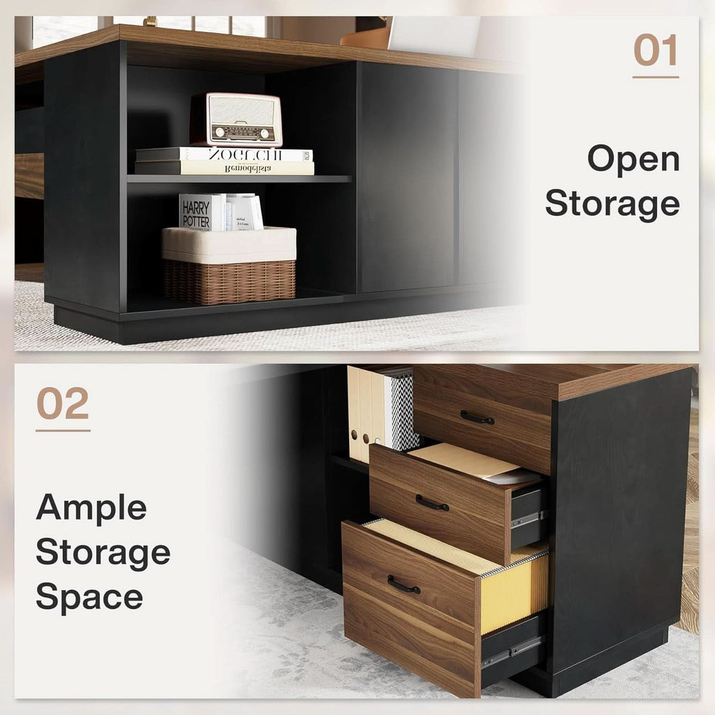 78-Inch Executive Desk with Storage Cabinets