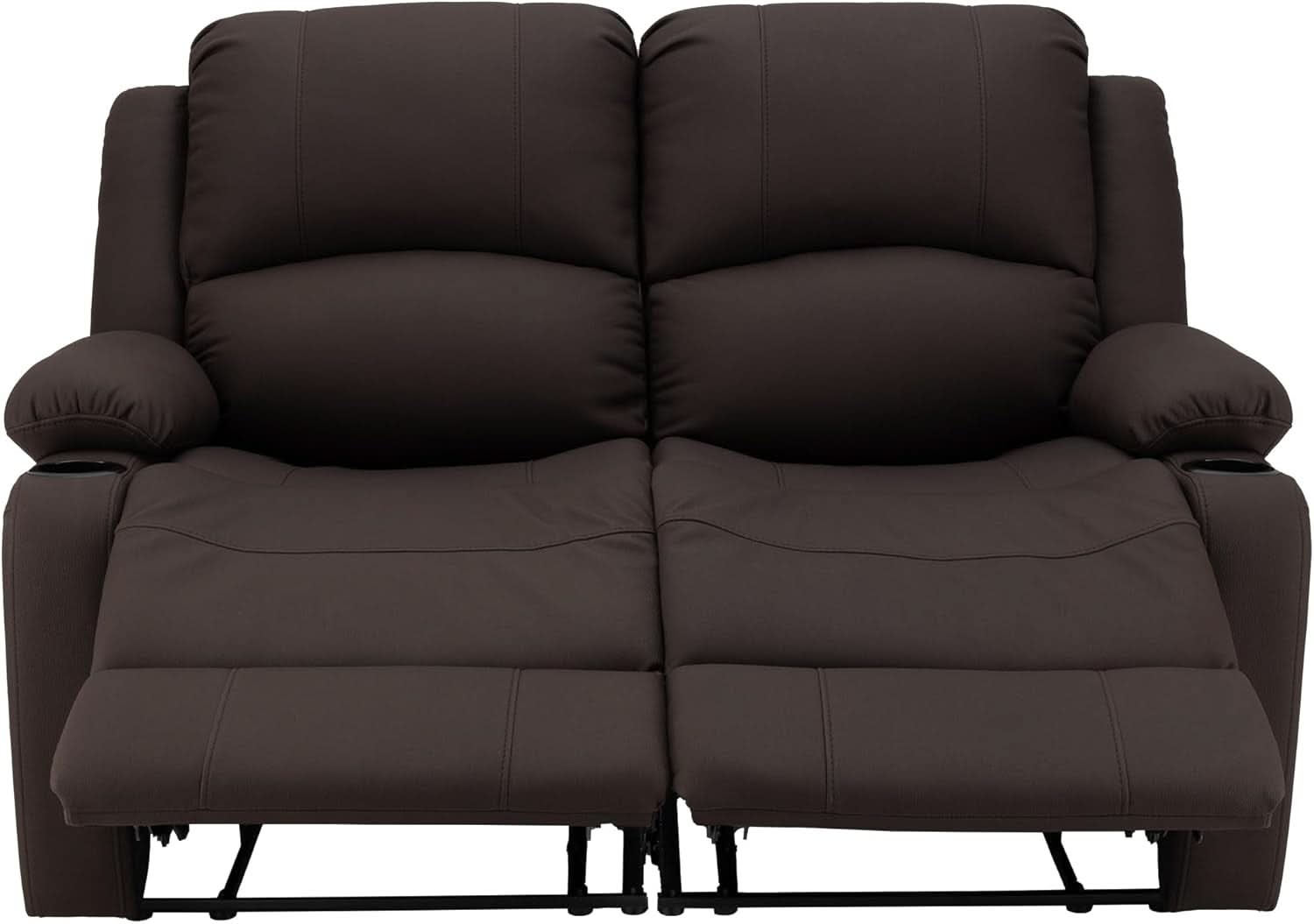 58 Inch Double Wall Hugger Theater Recliner Sofa, Chocolate