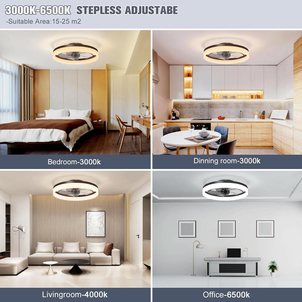 Low Profile Ceiling Fan With Remote For Bedroom Lighting