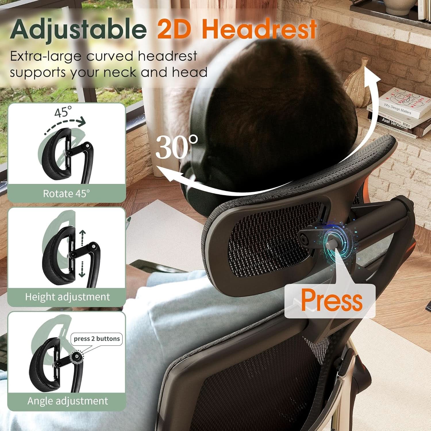Big Tall Mesh Office Chair With Headrest And Tilt