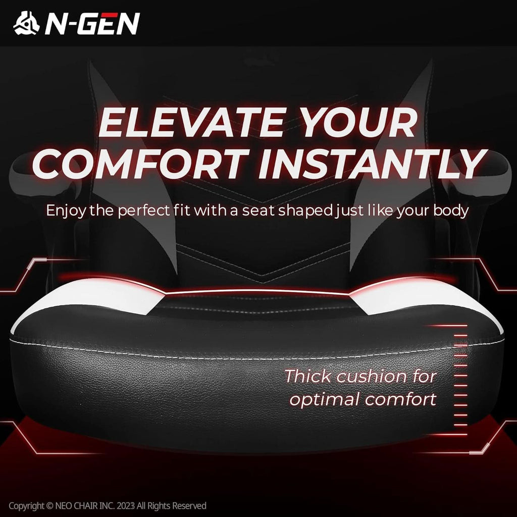 White Gaming Chair With Lumbar Support And Flip Up Arms