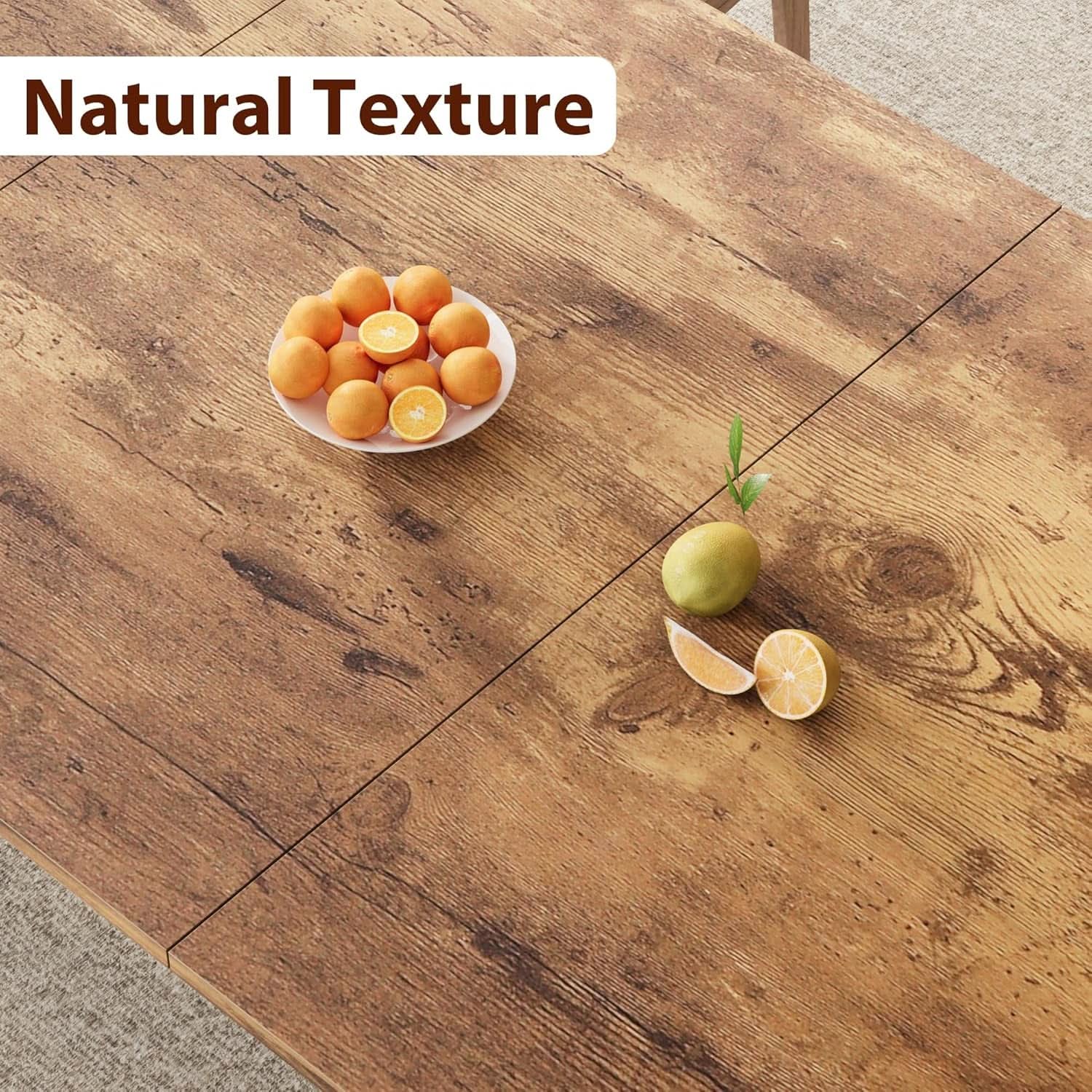 Industrial Wood Dining Table 78.7 Inches Long Brown Finish