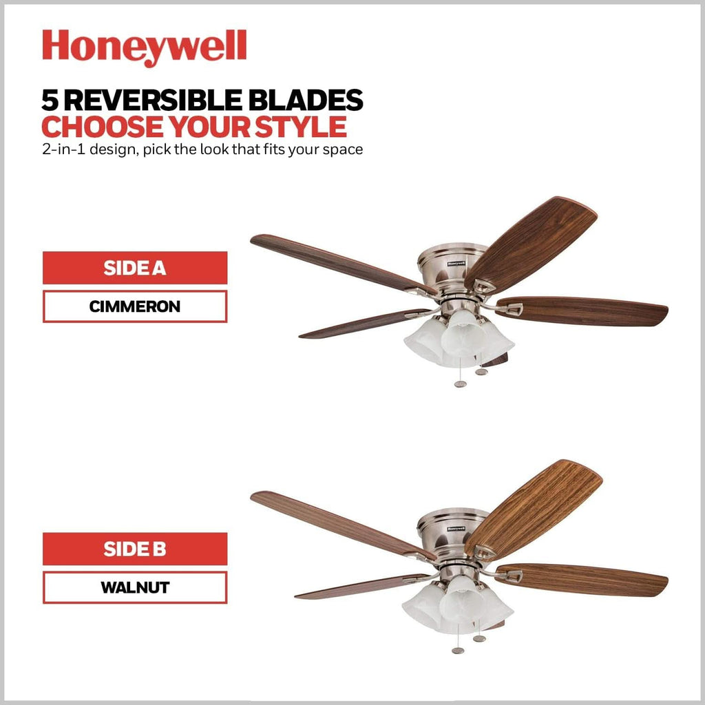 52 Inch Brushed Nickel LED Five Blade Ceiling Fan Light