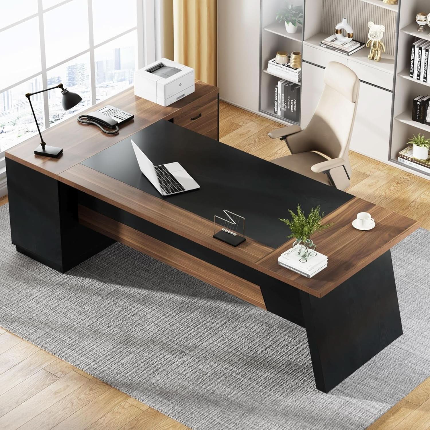 78-Inch Executive Desk with Storage Cabinets