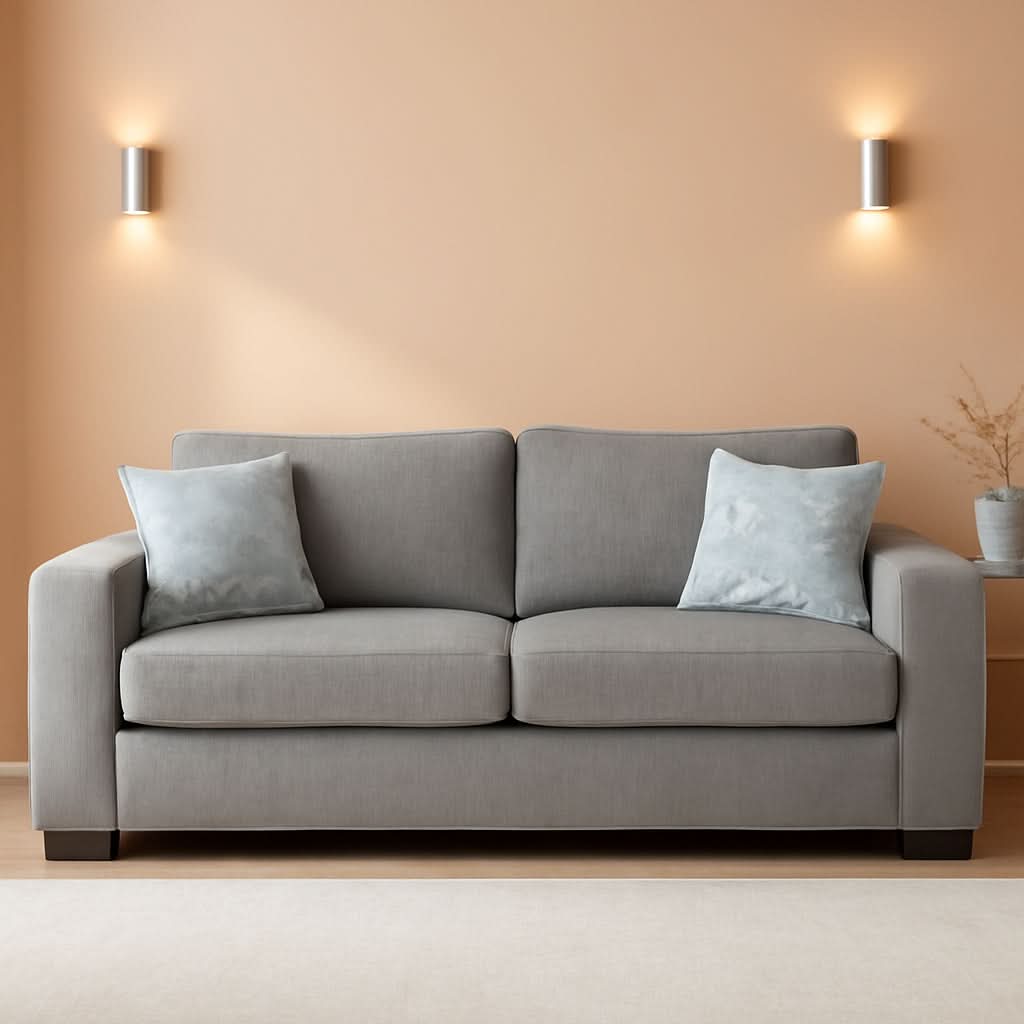 Queen Sofa Sleeper Light Gray Chenille Upholstered