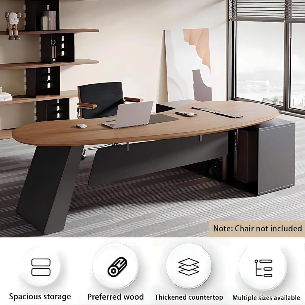 80-Inch Solid Wood L-Shaped Executive Desk