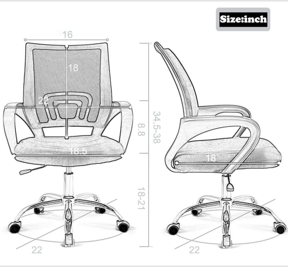 Ergonomic Mesh Office Chair With Lumbar Support Black