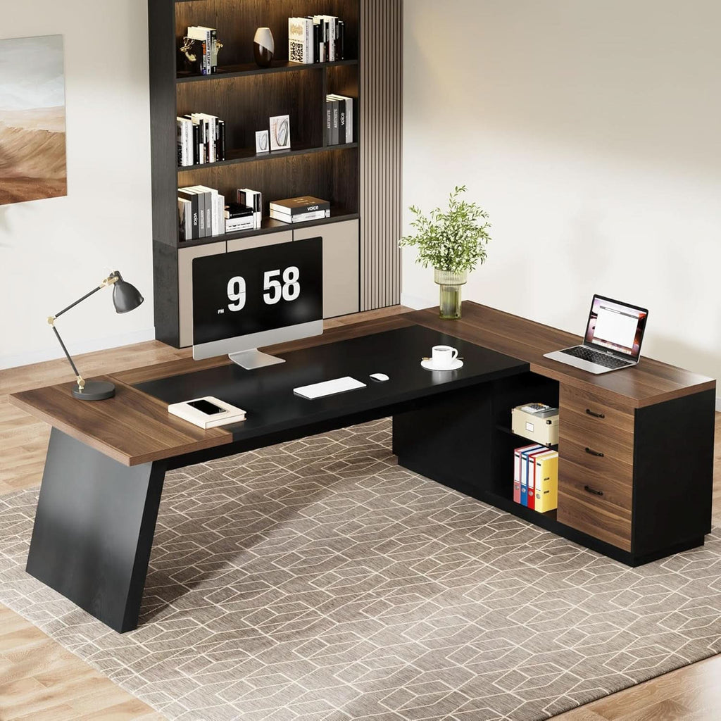 78-Inch Executive Desk with Storage Cabinets