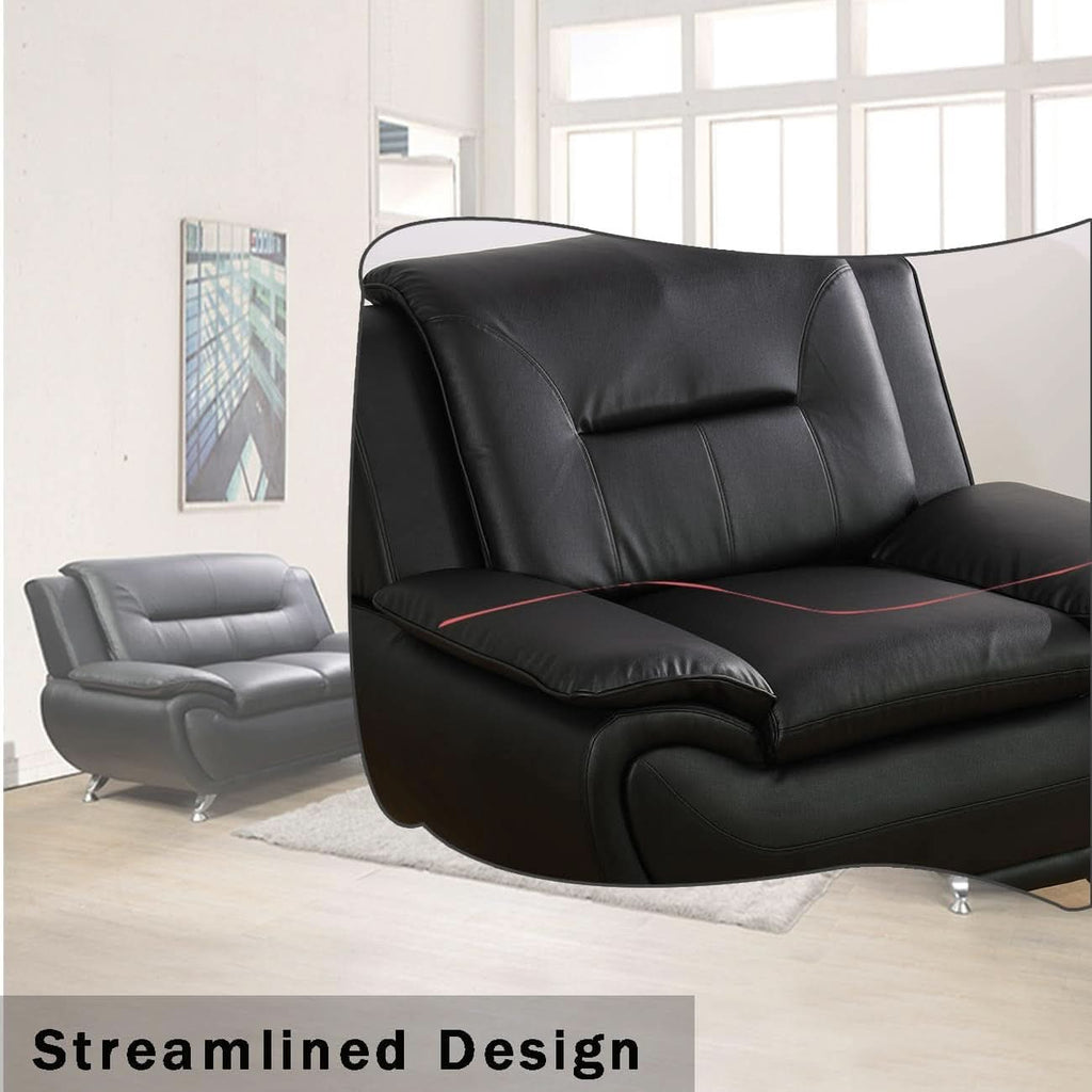 Black Leather Sofa and Loveseat Set