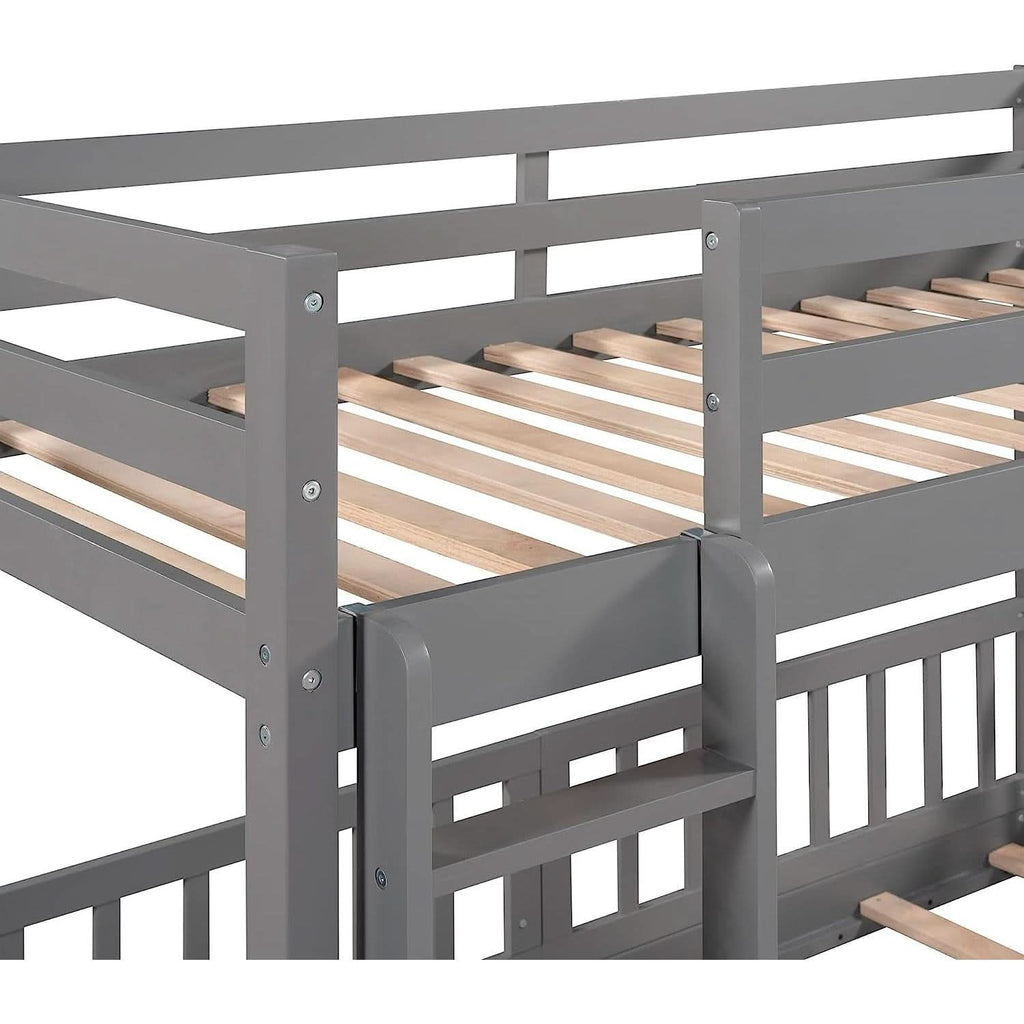 Gray Twin Over Twin Bunk Bed With Slide And Ladder