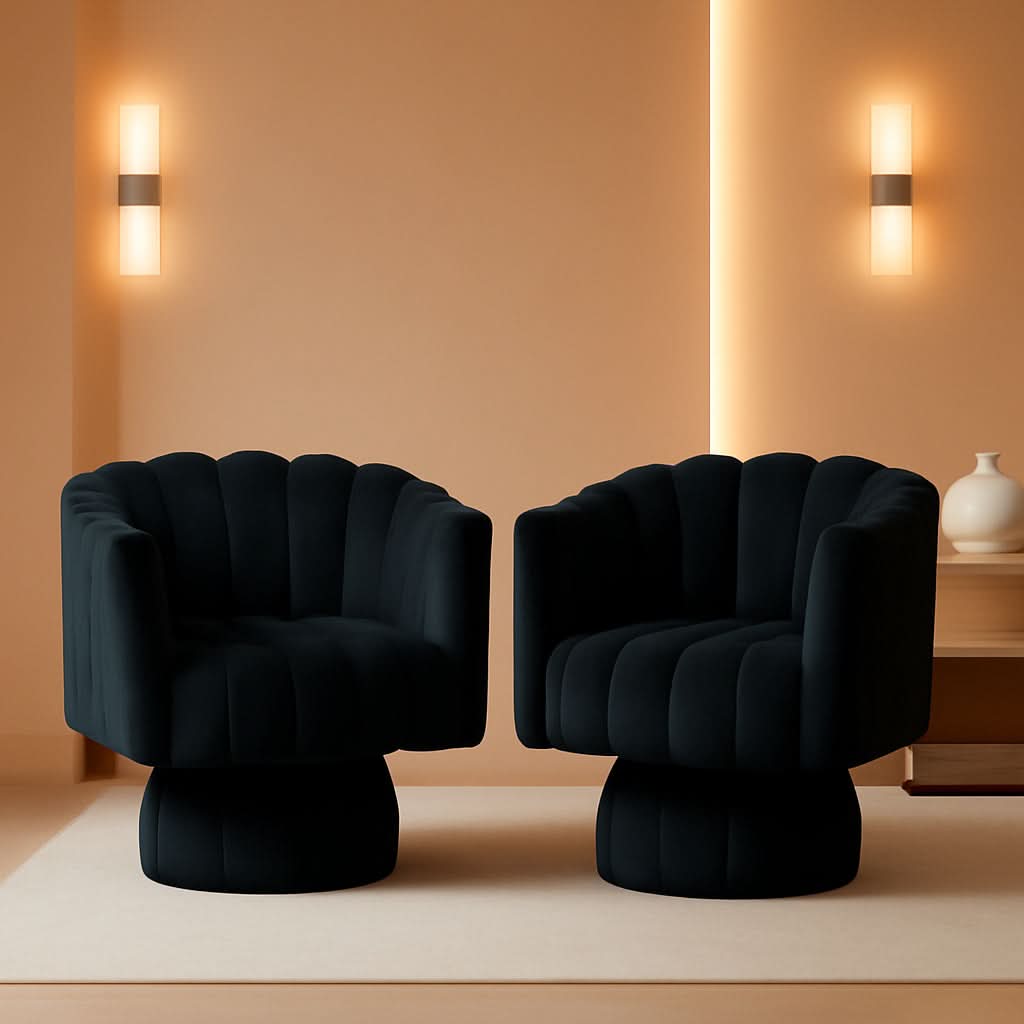 Swivel Armchairs 360Degree Black LivingRoom Pack Duo