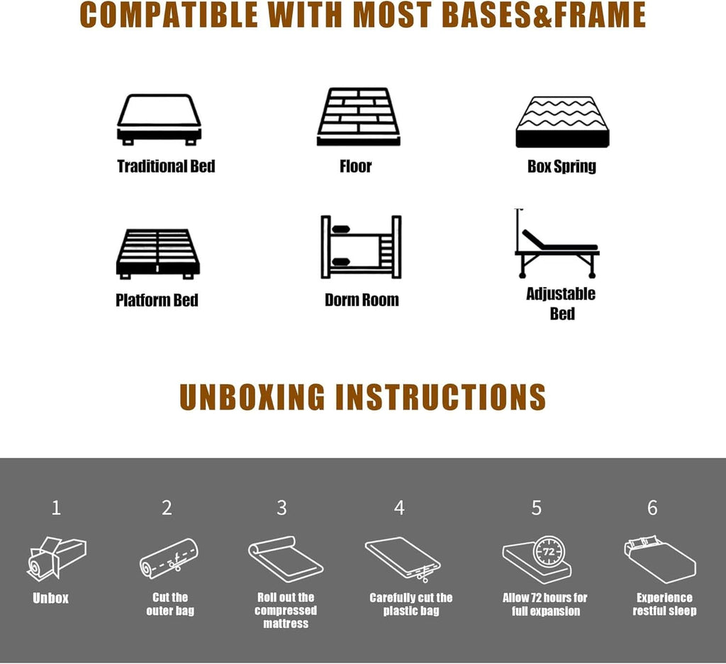 Twin 8 Inch Hybrid Mattress Pocket Spring Memory Foam
