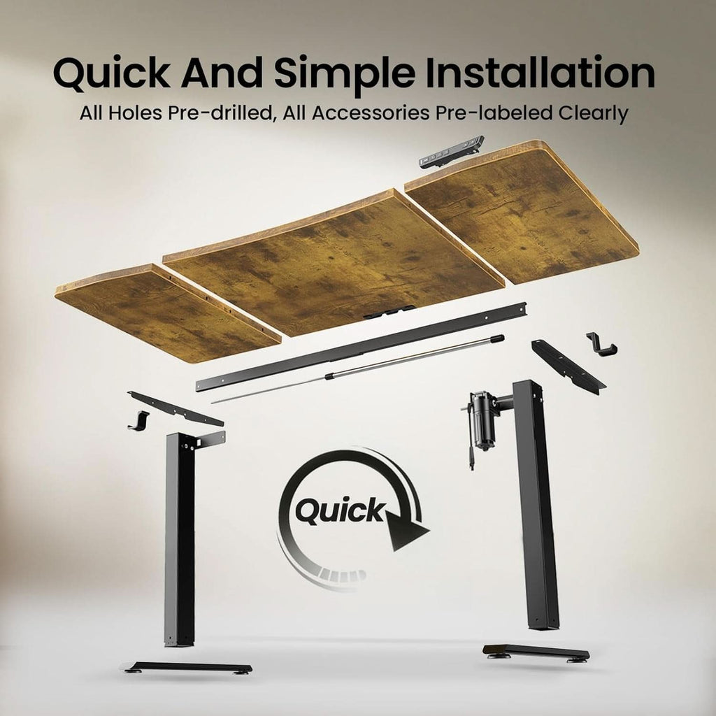 63 Inches Electric Standing Desk Brown Walnut Finish