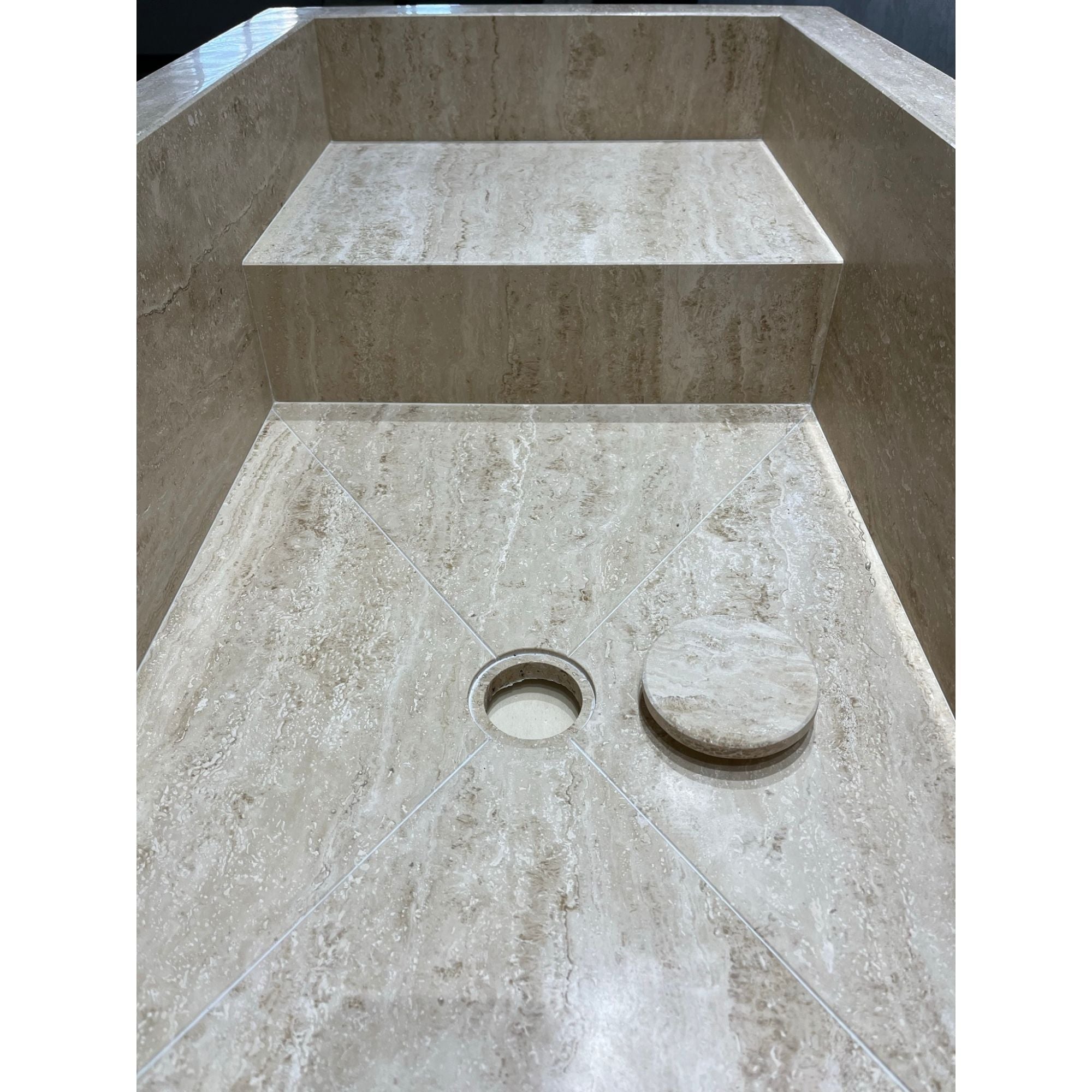 HANDCRAFTED CUSTOM TRAVERTINE SINK (TR-107)