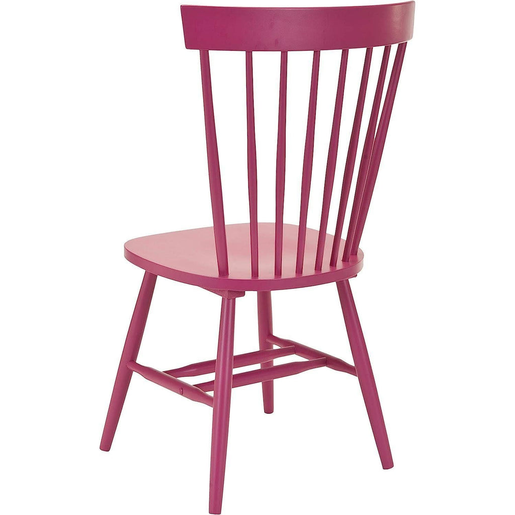 Raspberry Pink Spindle Side Chair Set of 2 Solid Oak