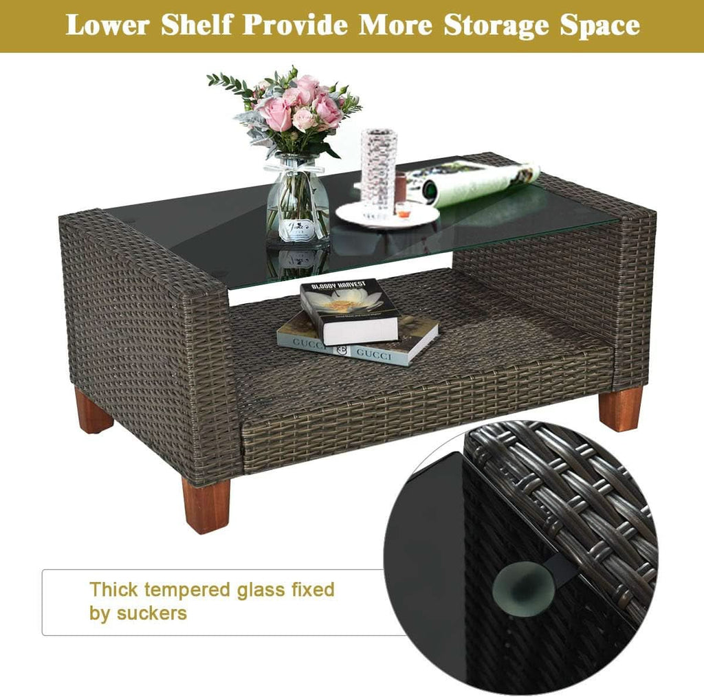 Patio Rattan Furniture Set 4 Piece Beige For Outdoor Use