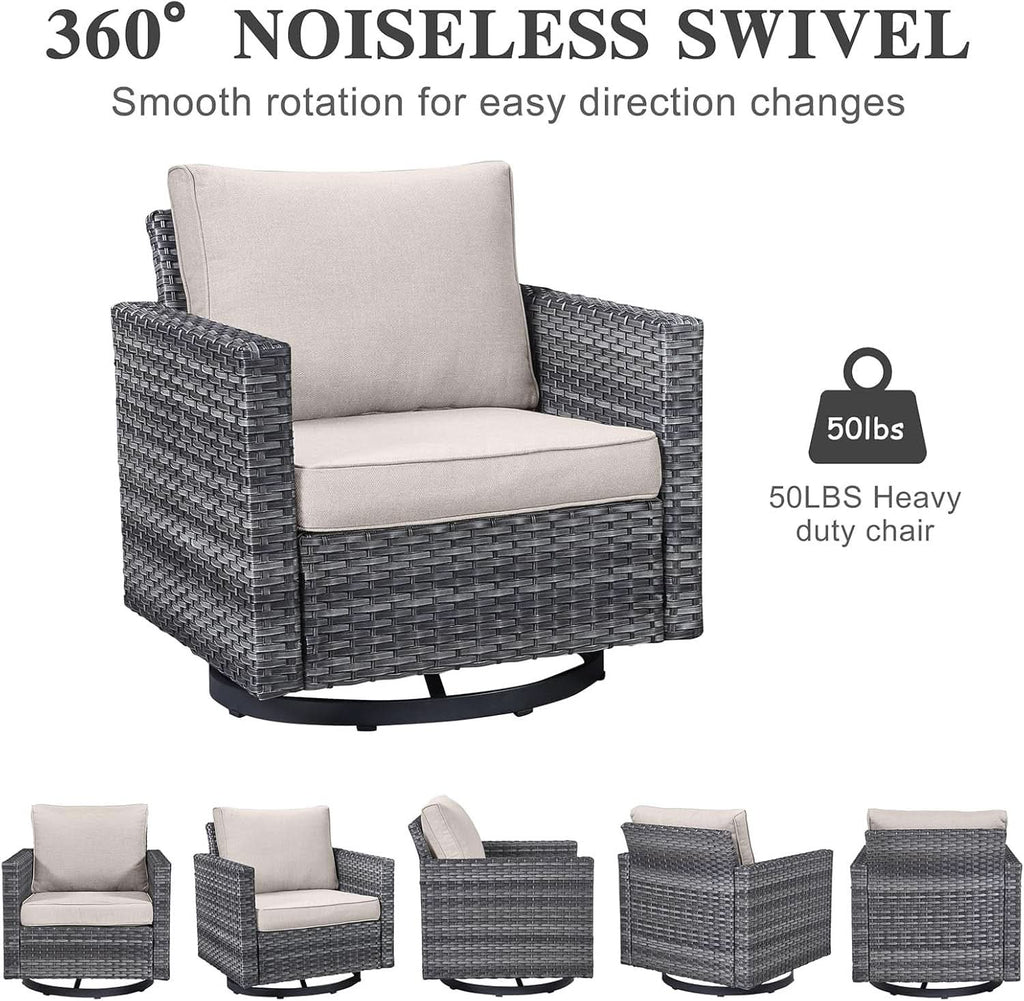Oversize Outdoor Wicker Patio Sofa Set With Swivel Chairs