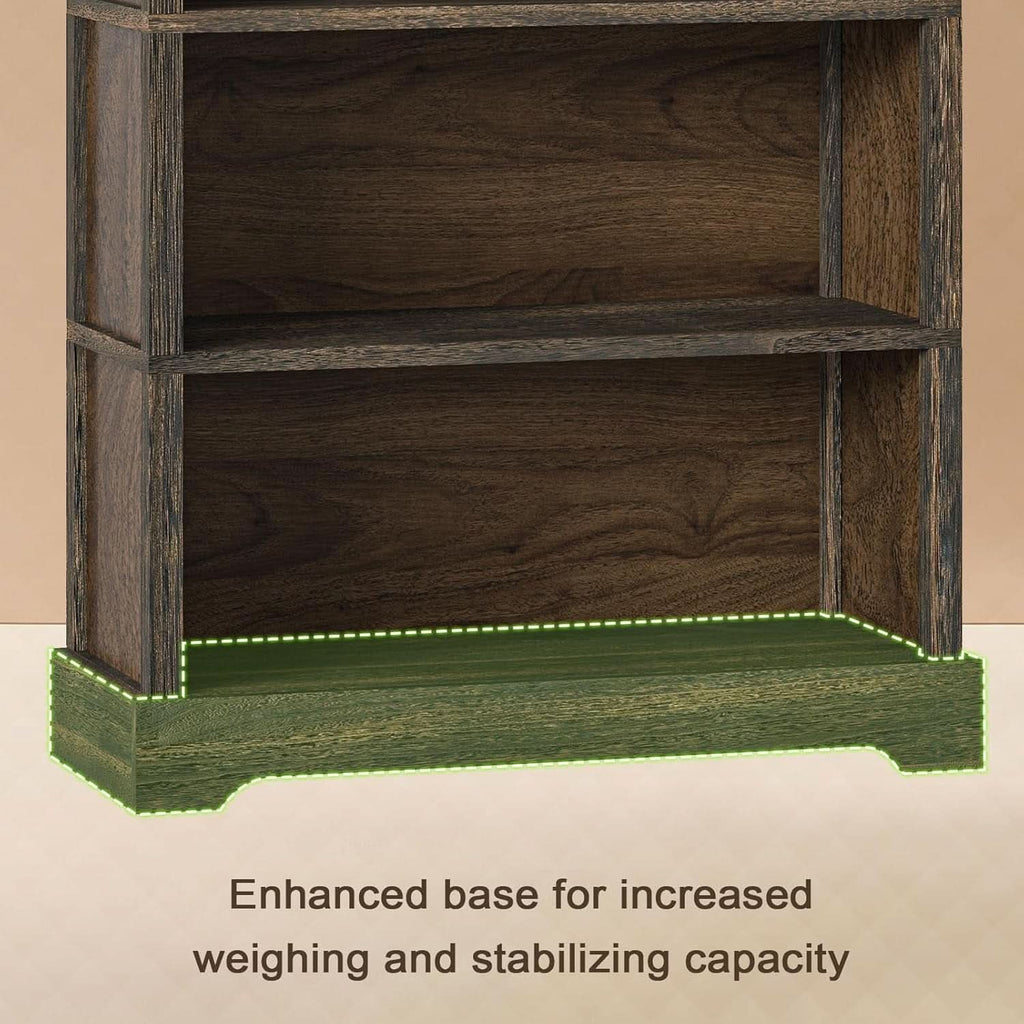 65 Inch Solid Hardwood Bookshelf With Five Tier Open