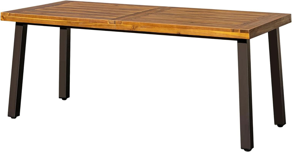 Acacia Wood Dining Table For 6 With Iron Legs IndoorOutdoor