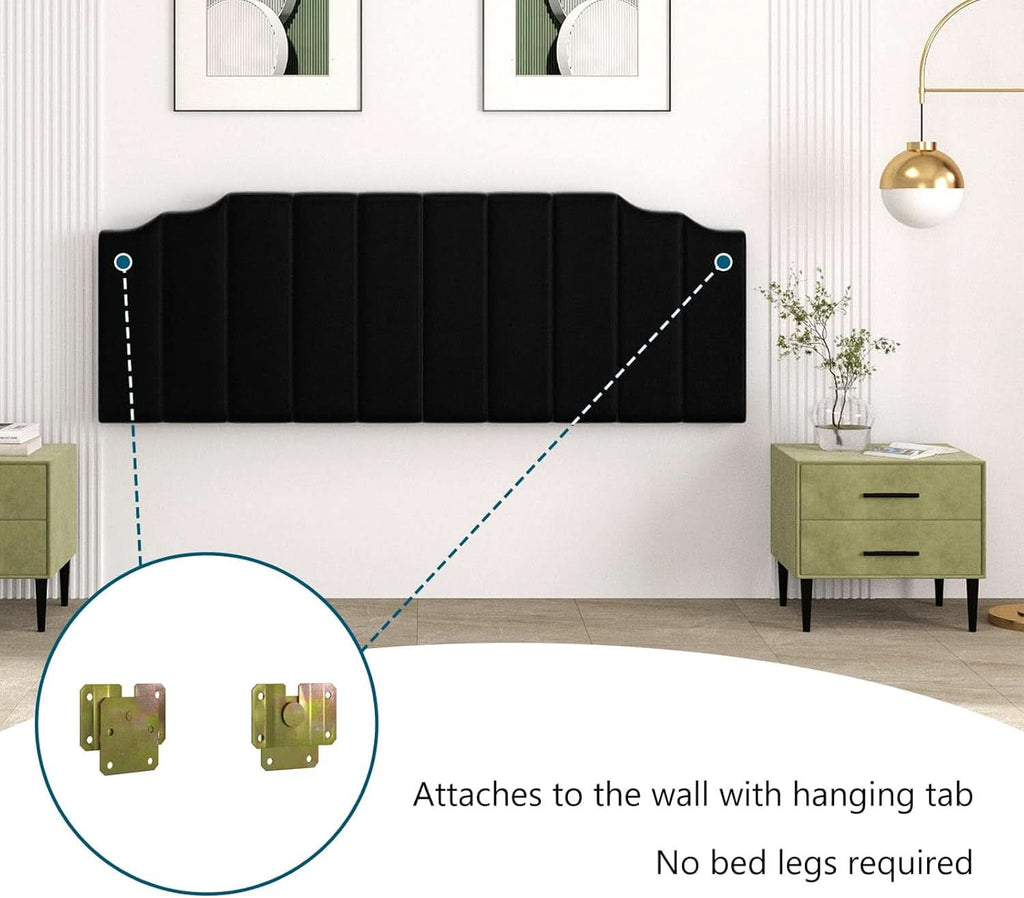 Velvet King Size Wall Mounted Headboard for Adjustable Beds