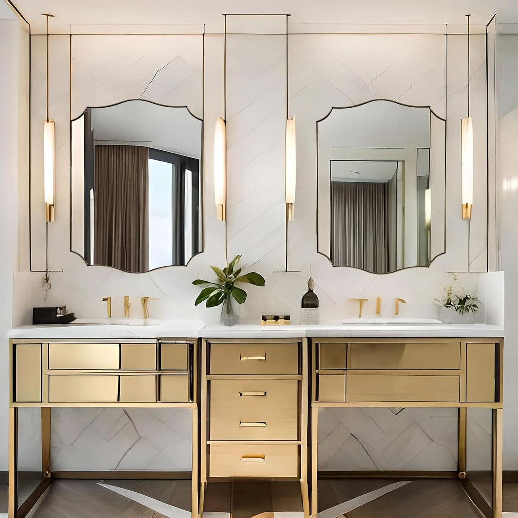 Stainless Steel Wall Mount Vanity Mirror 22x30 Asymmetrical Frame