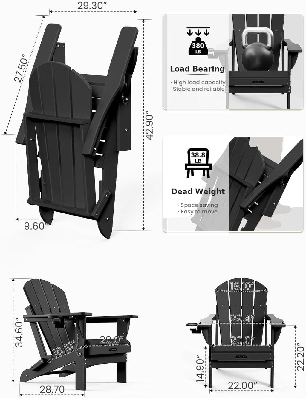 Folding Weather Resistant Adirondack Chairs for Outdoor Relaxation