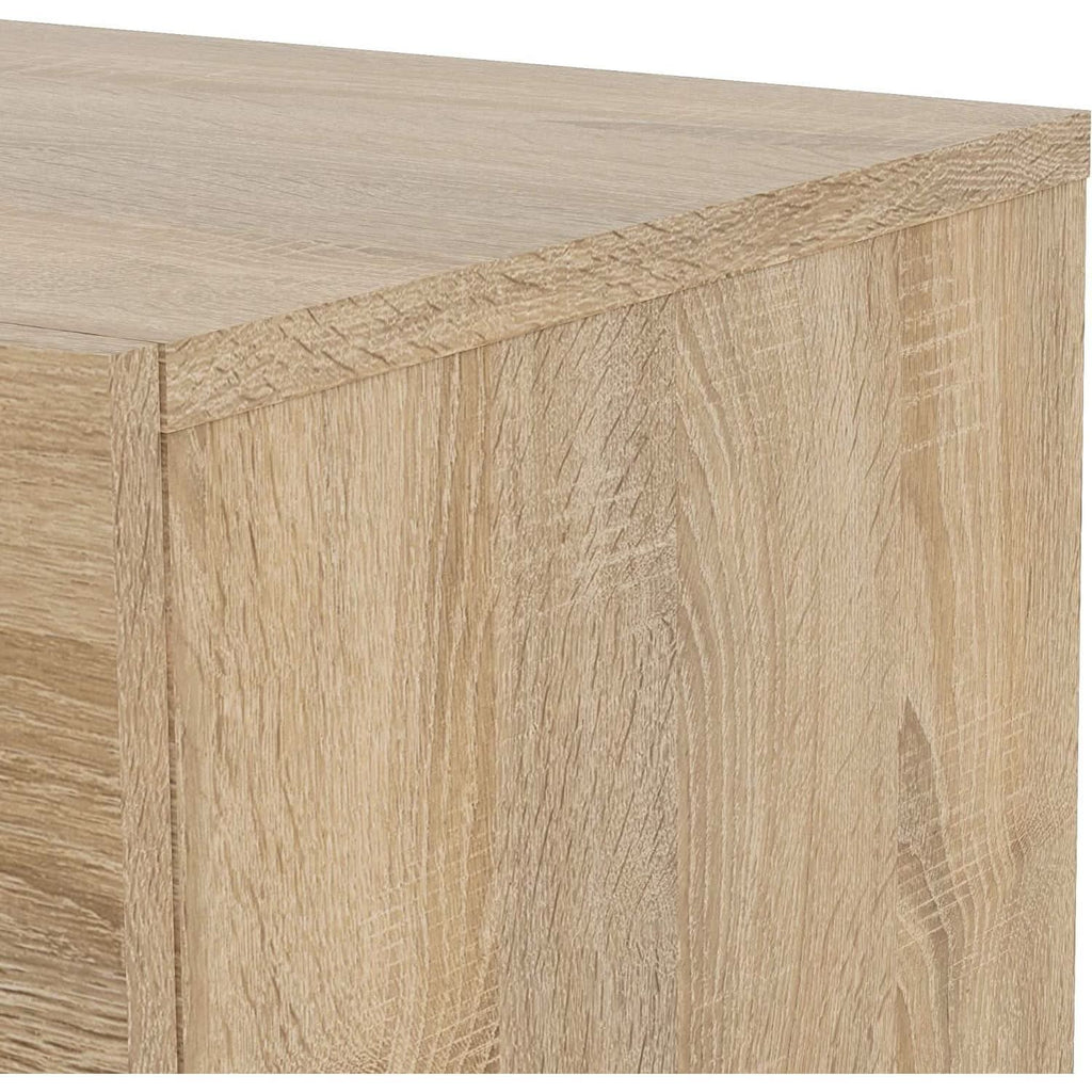 Oak Structure Four Drawer Chest With Silver Bar Handles