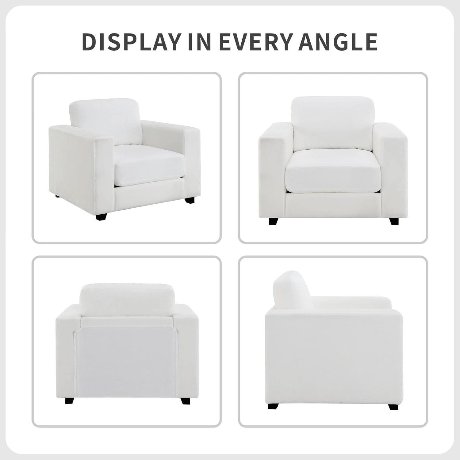 39 Inch Oversized Chenille Upholstered Accent Chair