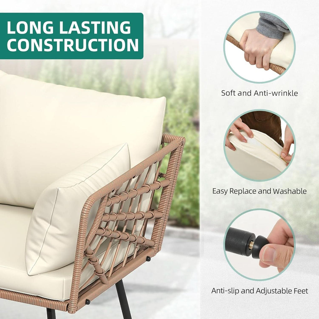 L-Shaped Outdoor Sofa Set with Thick Cushions