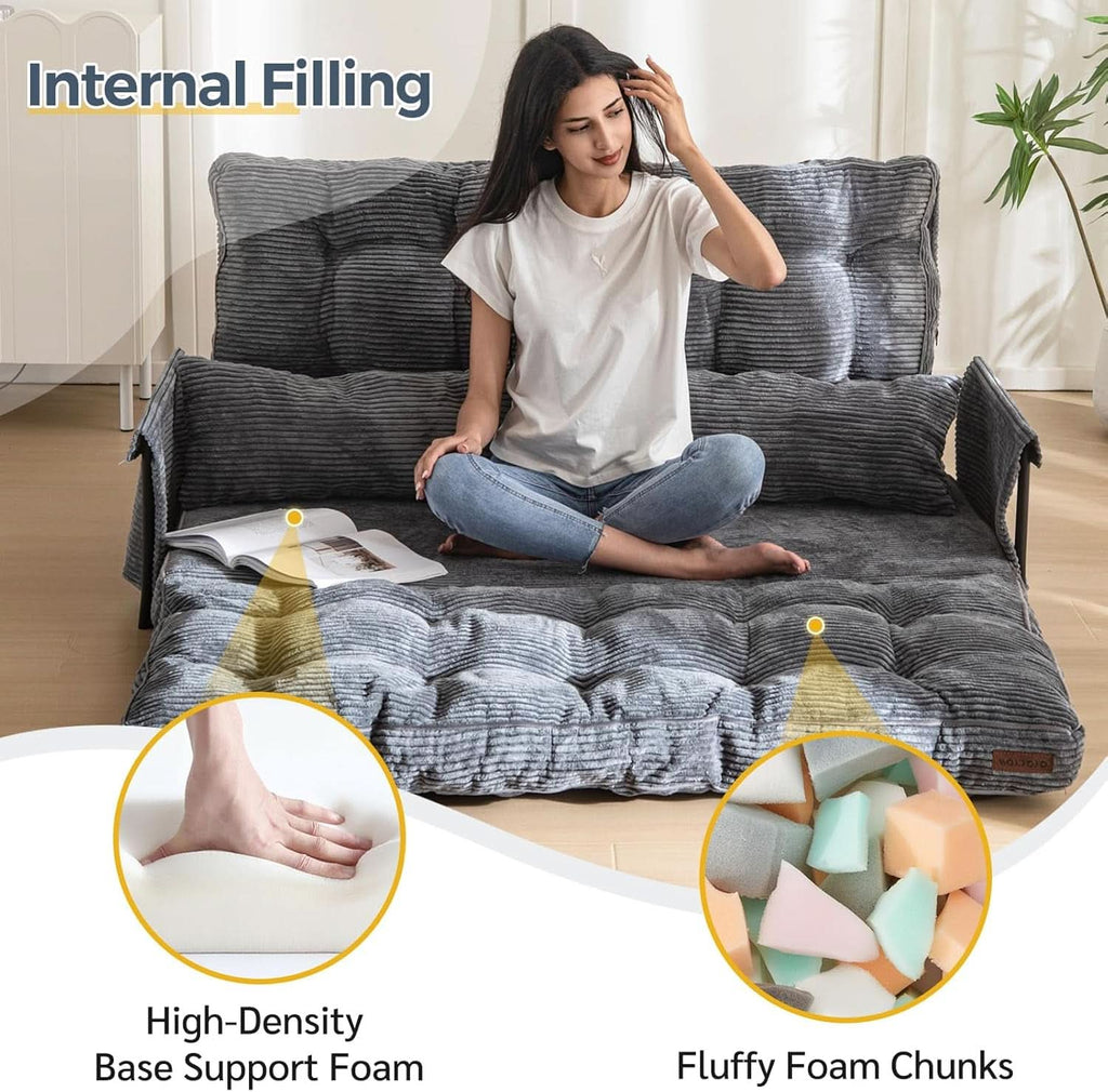 Dark Gray Adjustable Floor Sofa 5 Position Reclining Bed