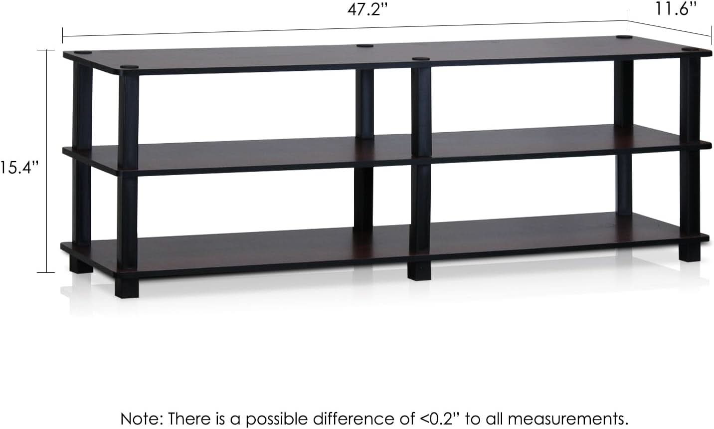 Turn-S-Tube No Tools 3-Tier TV Stand Dark Cherry And Black