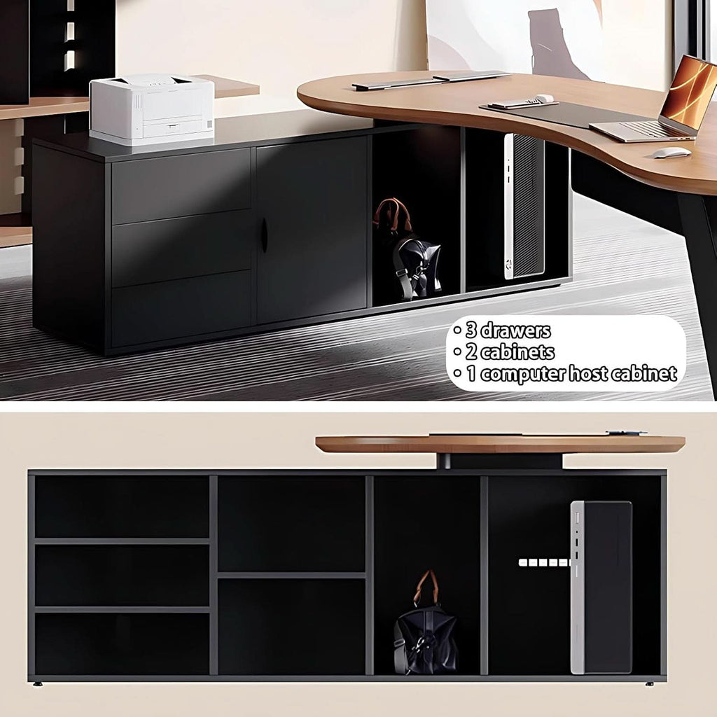 80-Inch Solid Wood L-Shaped Executive Desk