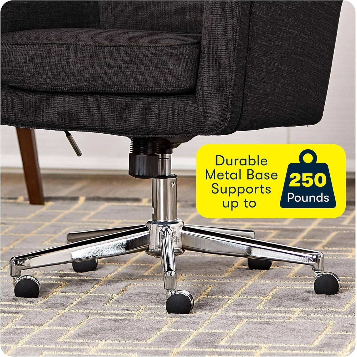 Mid Century Memory Foam Office Chair In Charcoal Gray