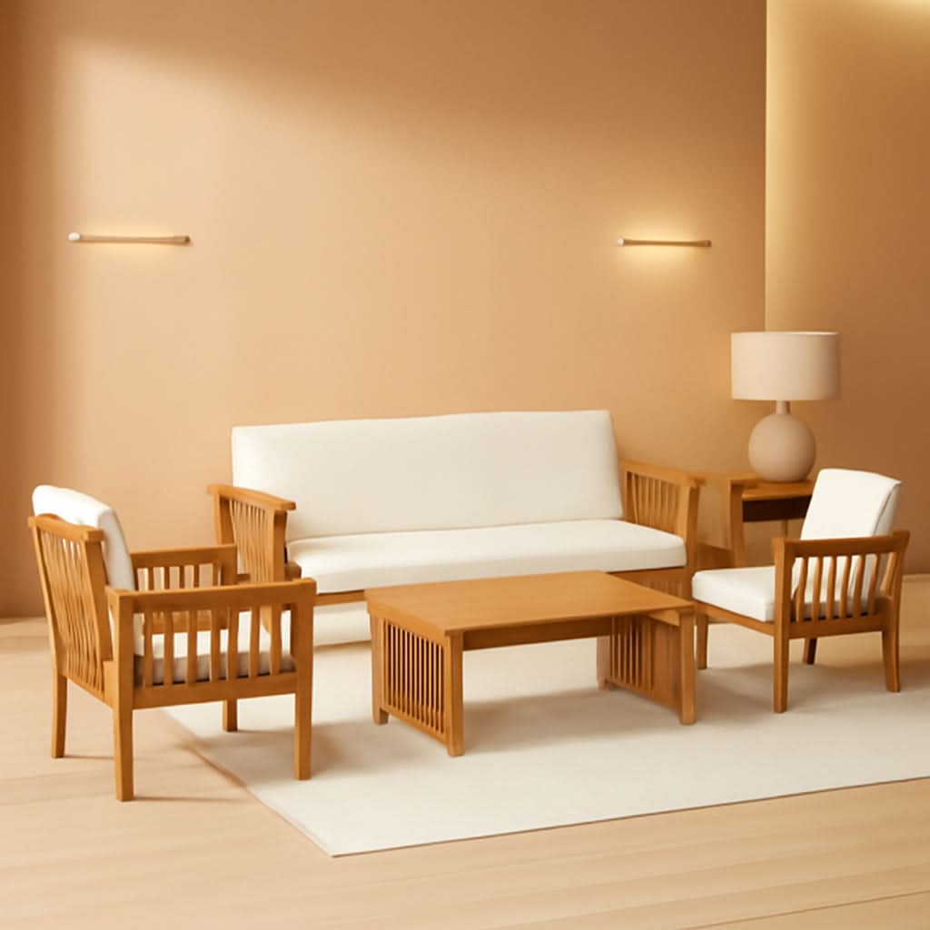 4 Piece Acacia Wood Patio Set for Outdoor Living Area