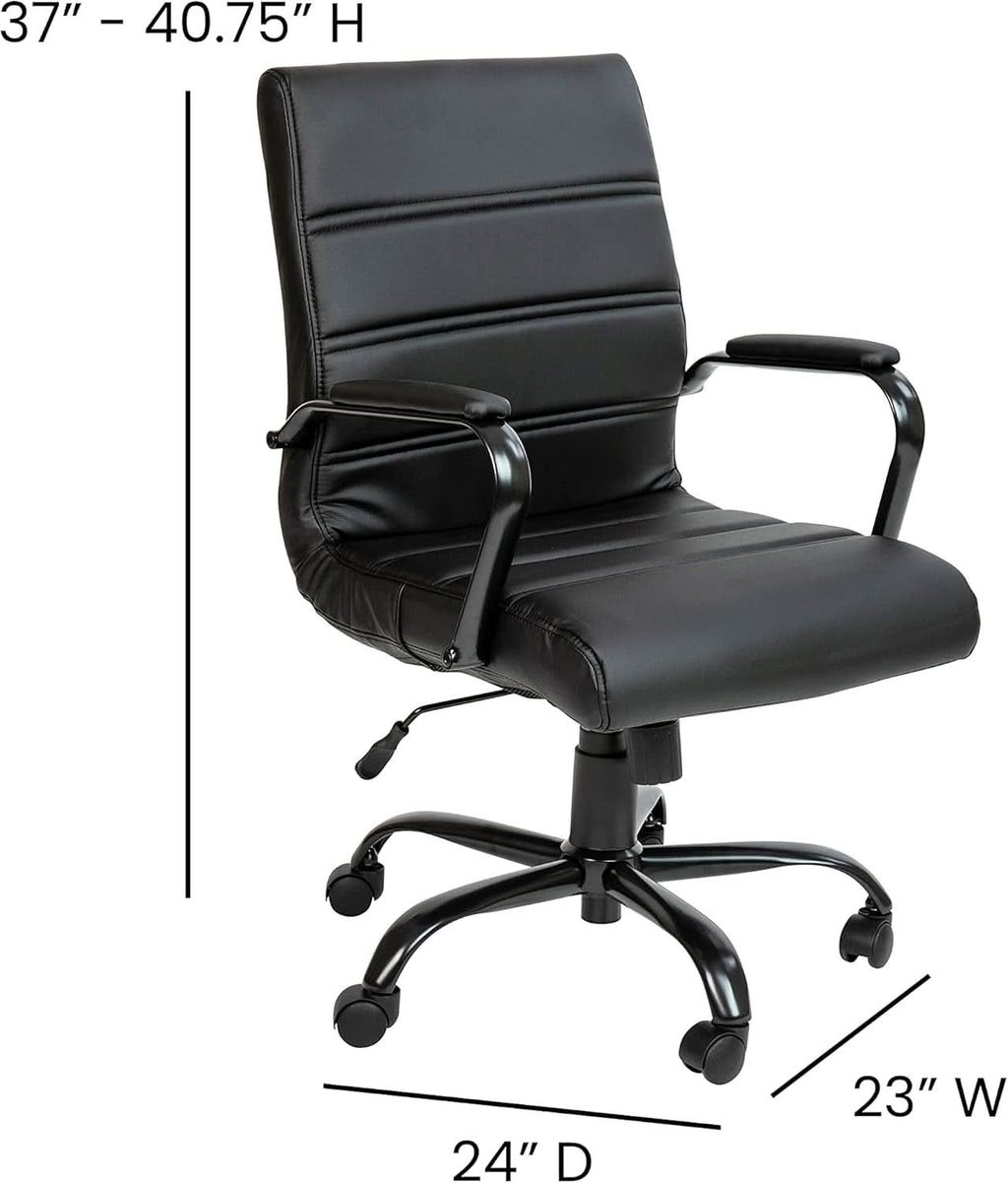 Black Office Chair With Adjustable Height And Padded Seat