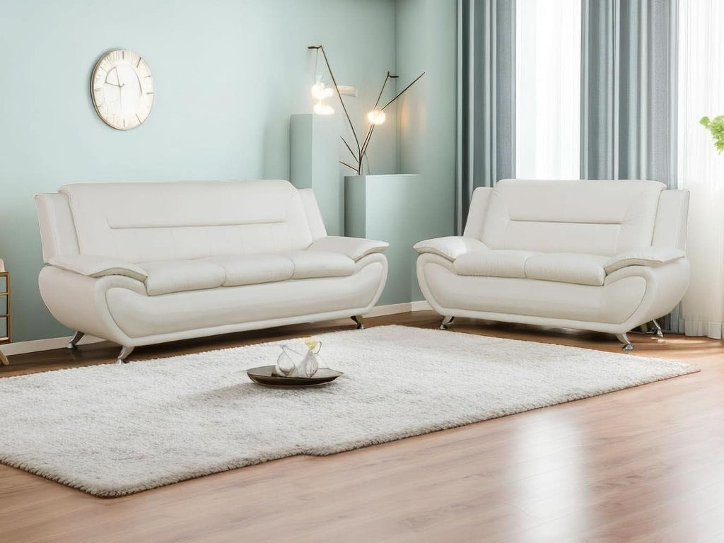 Creamy White 2 Piece Sofa Set Living Room Modern Style