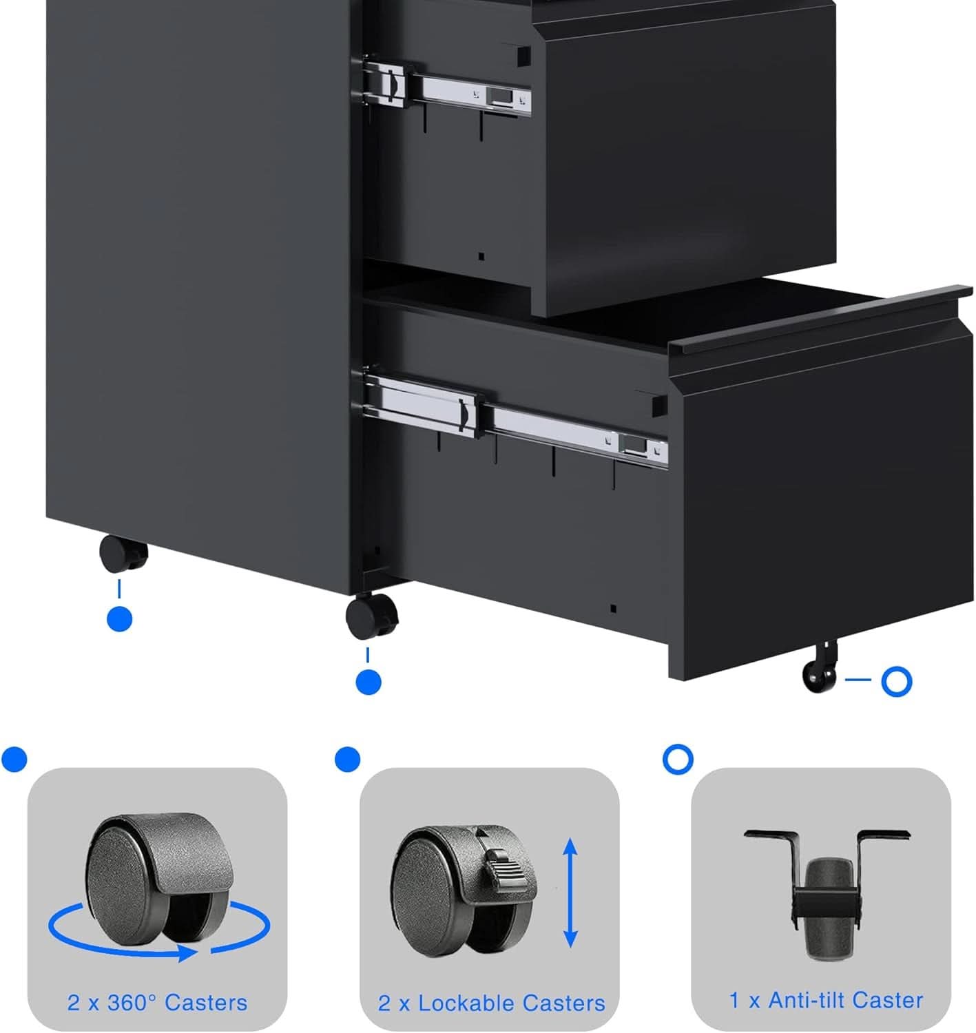 2 Drawer Vertical File Cabinet With Lock Letter Size