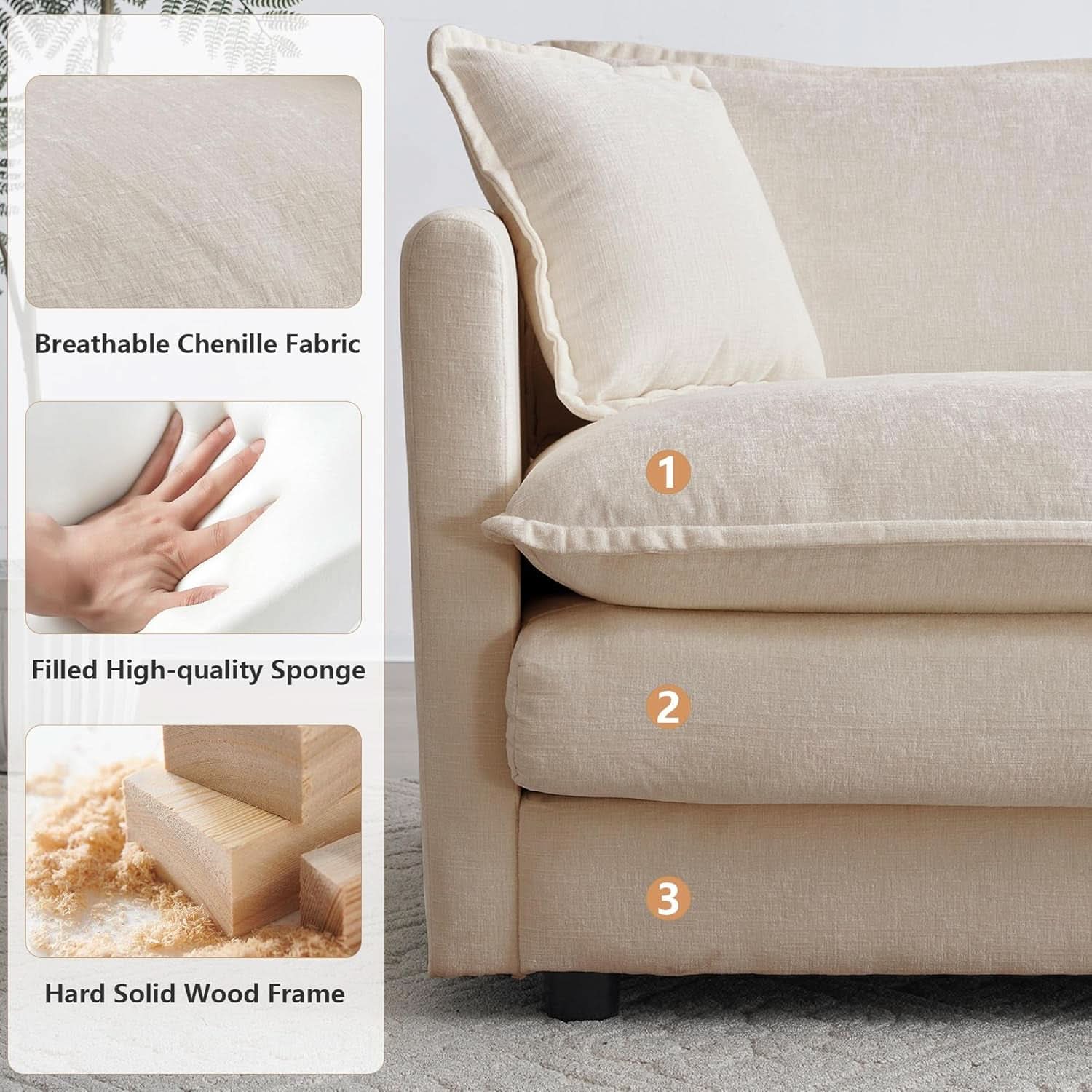 Light Coffee Chenille Loveseat and Armchair Set