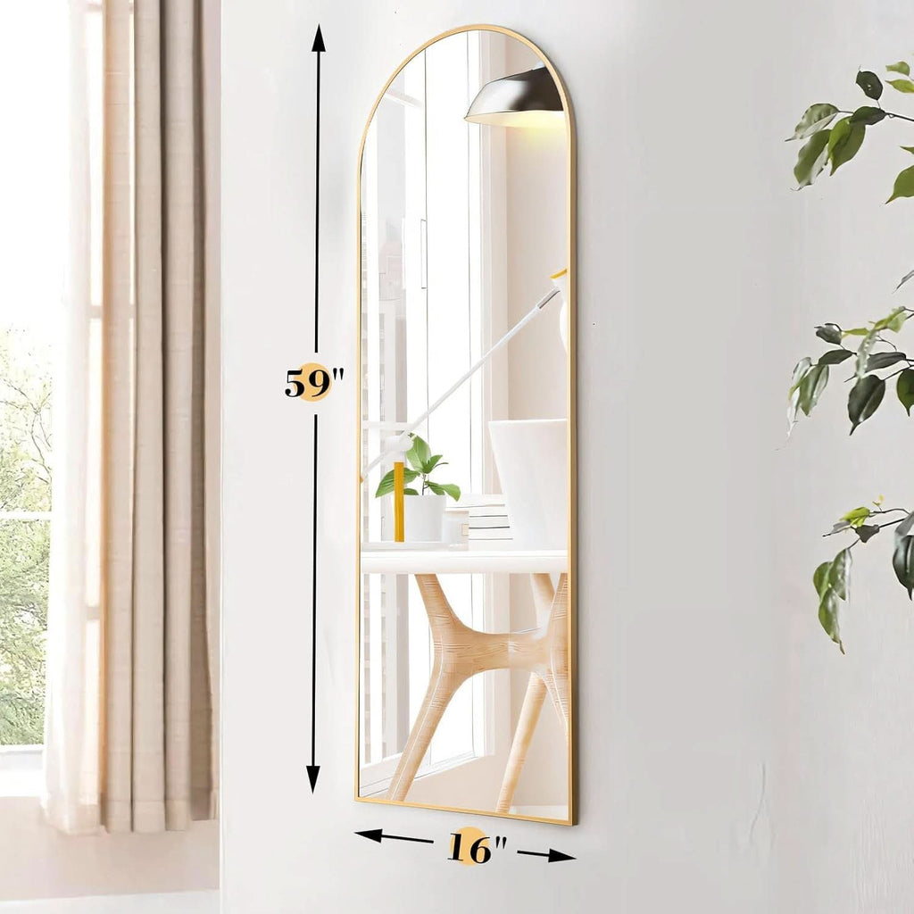 Arched Full Length Mirror 59 Inch By 16 Inch Gold Frame