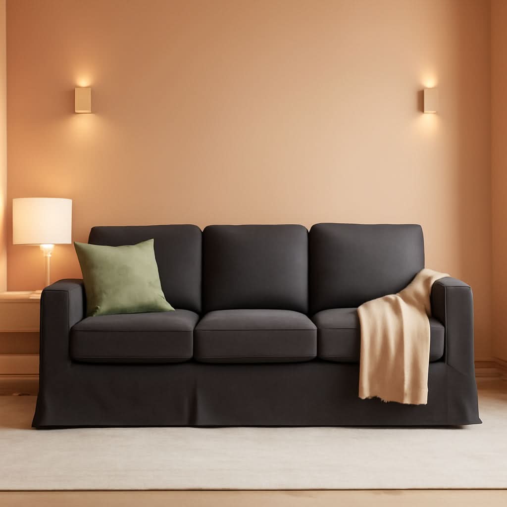 89-Inch Slipcovered Linen Grey Sofa
