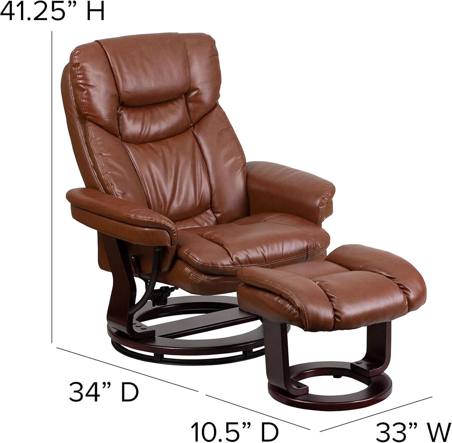 Allie Leathersoft Upholstered Recliner With Ottoman Brown