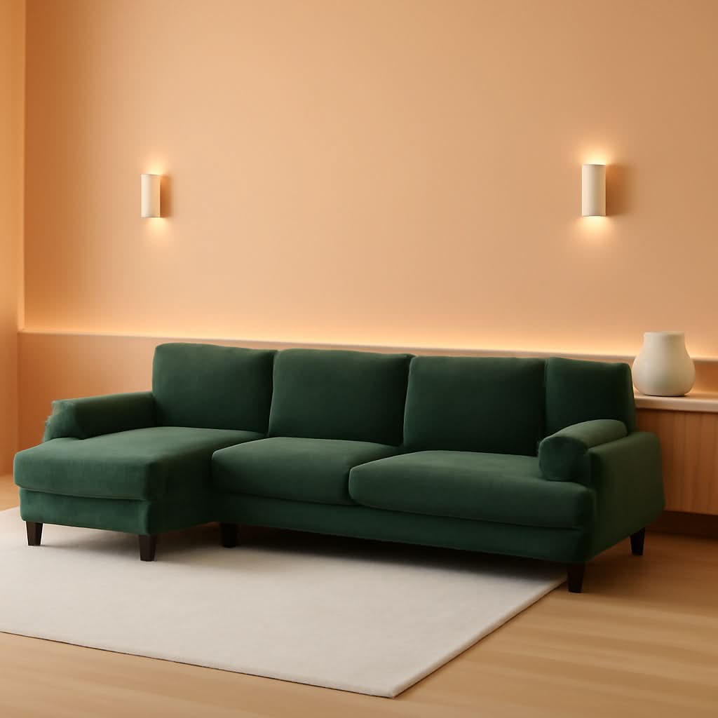 Forest Green U-Shaped Sectional Sofa with Double Chaise