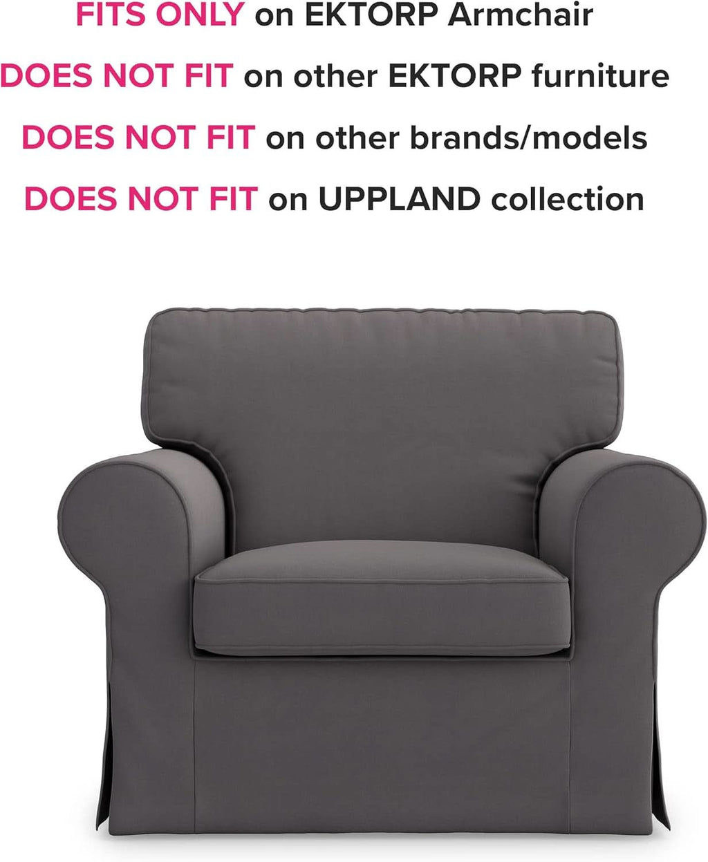 Ektorp Armchair Cotton Slipcover Dark Grey Replacement For IKEA Ektorp Chair
