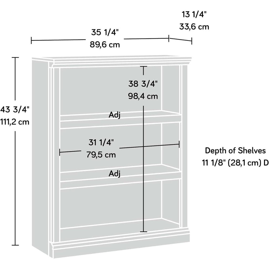Three Shelf Bookcase In Jamocha Wood Finish 35.28In L 13.23In W 43.78In H