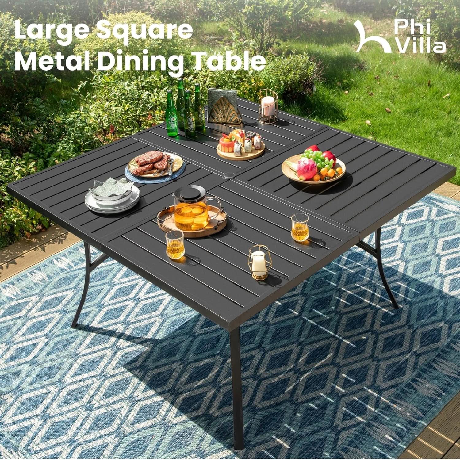 9 Piece Outdoor Dining Set Blue Patio Table With Chairs
