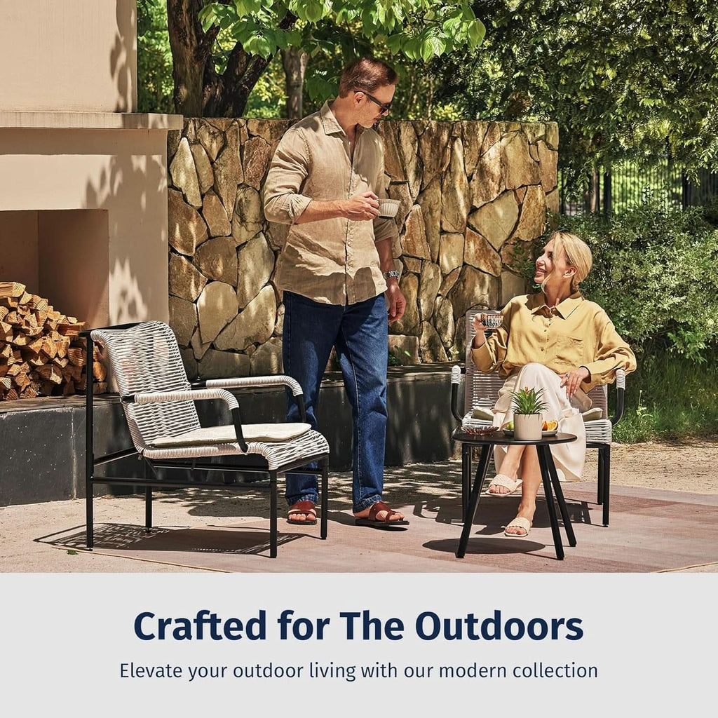 Modern 3-Piece Outdoor Bistro Set with Wide Chairs