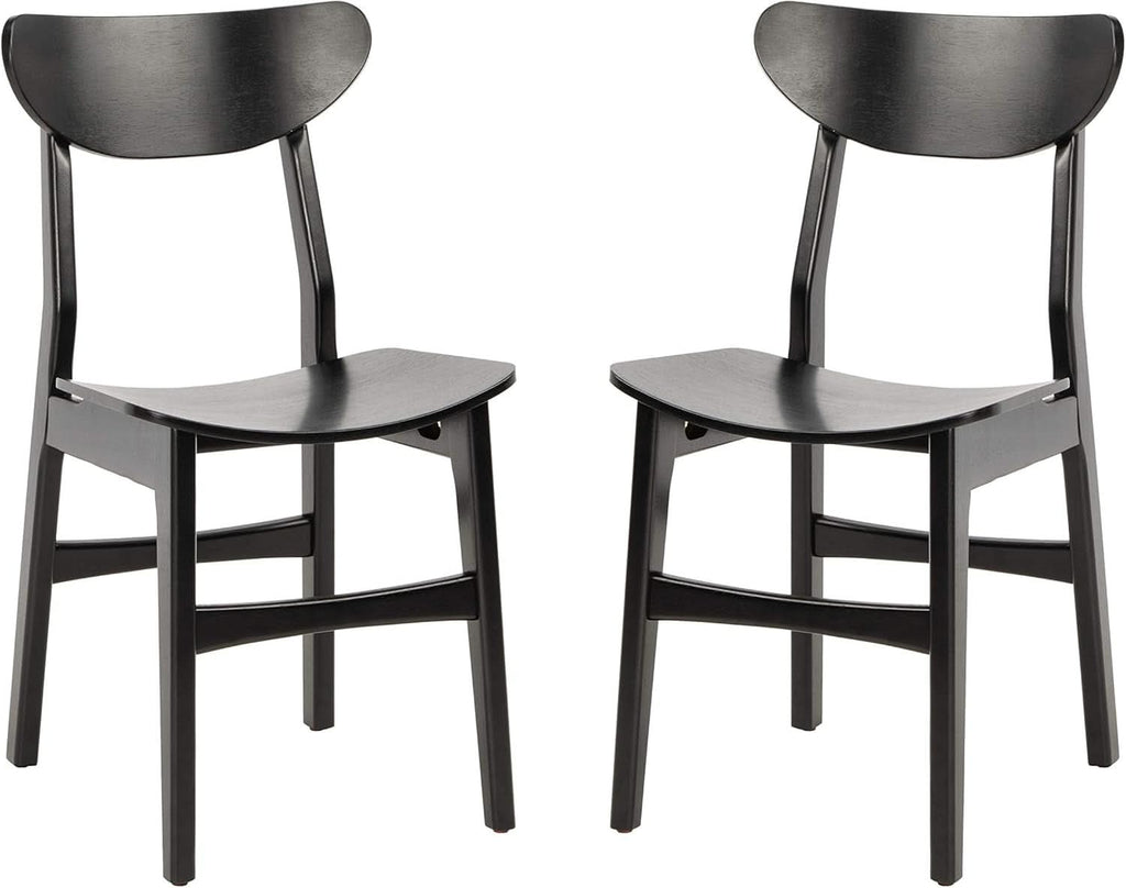 Retro Black Wood Dining Chair Set Of 2 For Home Dining