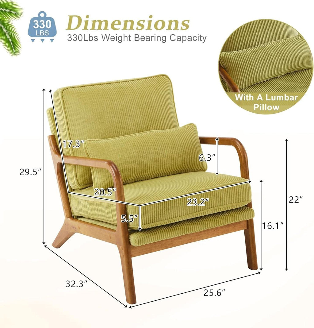 Nightshade Green Armchair With Lumbar Pillow Home Office